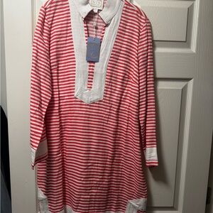 NWT Sail to Sable Red and White Striped Long Sleeve Dress